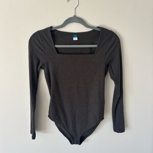 Dark Gray Long Sleeve Bodysuit